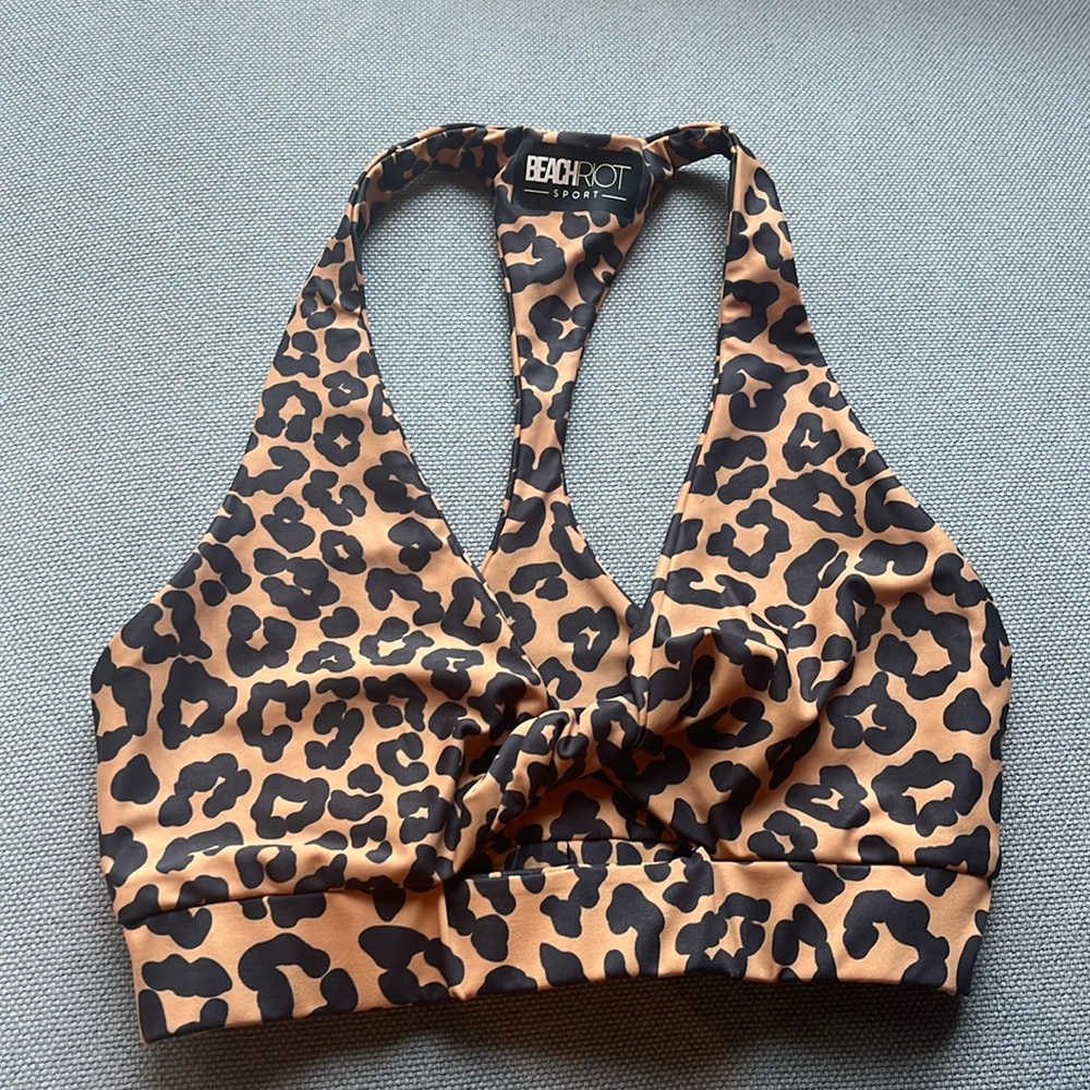 Beach Riot Leopard Print Sports Bra